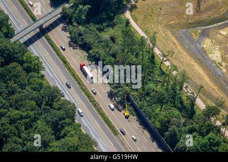 Luftbild, eine Strecke auf dem Westen A2 Autobahnkreuz A45 Sauerlandlinie gesperrt werden mussten, Castrop-Rauxel, Ruhrgebiet Stockfoto