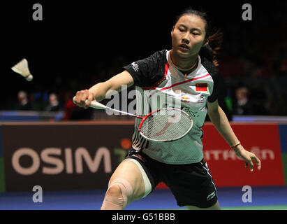 Badminton - Yonex All England Badminton Championships 2012 - Tag Zwei - National Indoor Arena. Der chinesische Yihan Wang während der Yonex All England Badminton Championships in der National Indoor Arena in Birmingham. Stockfoto