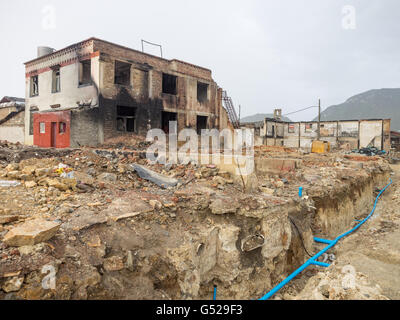 China, Yunnan Sheng, Diqing Zangzuzizhizhou, die alte Stadt Shangri-La, zerstört durch einen Brand am 11. Januar 2014, Dukezong Stockfoto