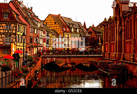 Blick auf die Stadt Colmar, Frankreich, Altstadt Stockfoto