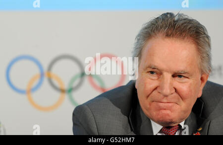 Denis Oswald, Vorsitzender des Internationalen Olympischen Komitees, während der Abschlusspressekonferenz der IOC-Koordinierungskommission in Deloitte, London. Stockfoto