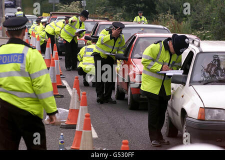 Sarah Payne Mord Straßensperren Stockfoto