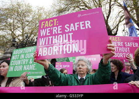 Mitglieder der Pro-Life-Gruppen, Youth Defence und des Life Institute halten vor dem Leinster House, Dublin, einen Streikposten ab, bevor es zu einer geplanten Debatte für den Dail über ein von Clare Daly und Mick Wallace vorgeschlagenen Gesetz für Privatmitglieder kommt, das Abtreibung in Irland legalisieren soll. Stockfoto