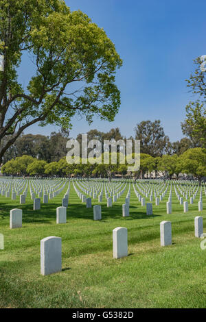 Amerikanischer Soldat Gräber in Los Angeles National Cemetery in Kalifornien. Stockfoto