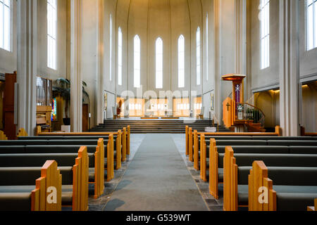 Island, Höfuðborgarsvæðið, Reykjavík, Hallgrímskirkja ist eine evangelisch-lutherische Pfarrkirche der isländischen Staatskirche in der Hauptstadt Reykjavík Stockfoto