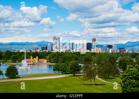 Denver Colorado Innenstadt mit Stadtpark Stockfoto