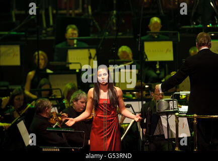 Laura Wright tritt während Classic FM Live in der Royal Albert Hall in Kensington im Zentrum von London auf. Stockfoto