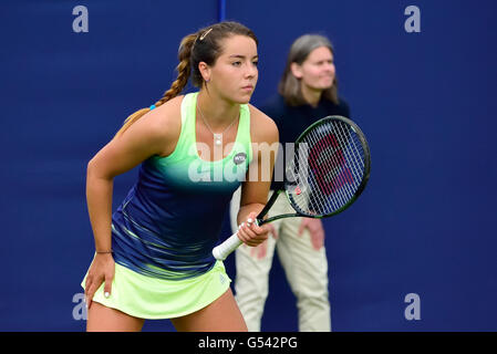 Jodie Burrage (GB) spielen in der ersten Qualifikationsrunde, Aegon International, Eastbourne, 2016. (Akkreditierter Fotograf) Stockfoto