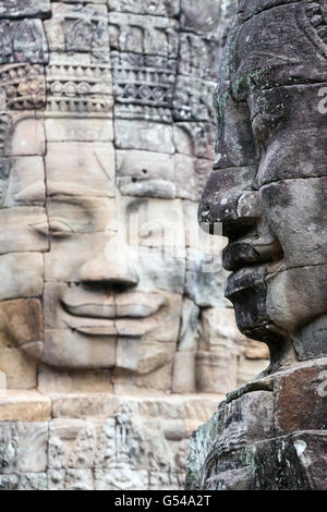 Buddhistische Gesichter am Bayon Tempel in Angkor Stockfoto