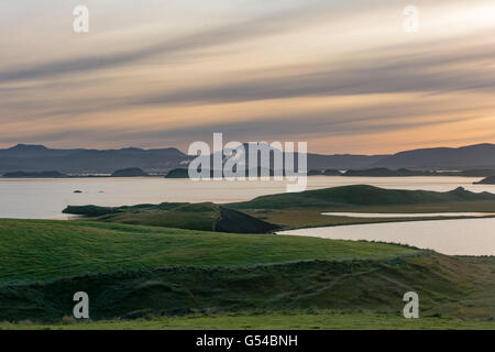 Island, Norðurland Eystra, Dämmerung über die Landschaft des Norðurland eystra Stockfoto