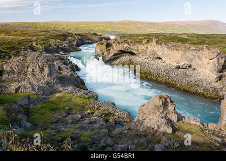 Island, Norðurland Eystra, Wasserfall Godafoss, The Godafoss (Goðafoss) ist einer der bekanntesten Wasserfälle Islands Stockfoto