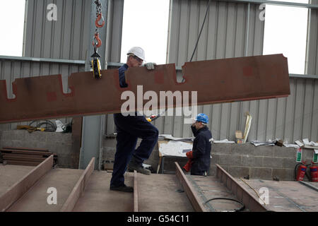 Schiffbau-Szenen innen Ferguson Marine-Werft, in Port Glasgow, Schottland Stockfoto