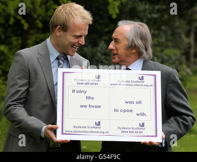 Sir Jackie Stewart Förderung der Legasthenie-Schottland Stockfoto