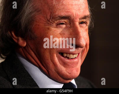 Sir Jackie Stewart nach einer Medienkonferenz im Hotel du Vin in Glasgow, wo er die Arbeit von Dyslexia Scotland förderte. Stockfoto