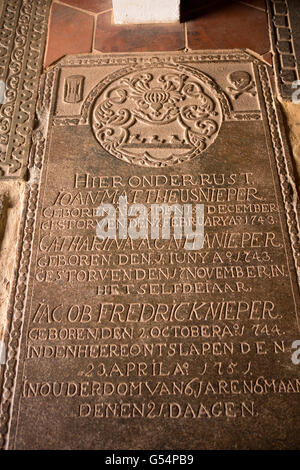 Sri Lanka, Galle Fort, Church Street, Groote Kerk oder Niederländisch-reformierten Kirche, alte Nieper Familie Grabstein Stockfoto