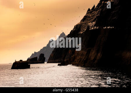 Skellig Michael, UNESCO-Weltkulturerbe, Kerry, Irland. Wilden atlantischen Weg Stockfoto