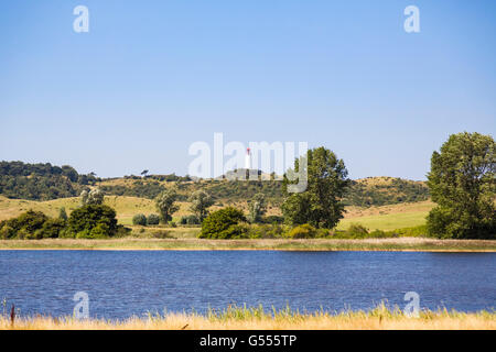 Landschaft auf HIddensee Insel mit Leuchtturm im Hintergrund Stockfoto