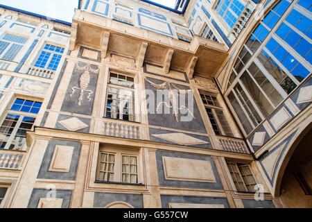 Genua, Italien - 2. Juni 2015: Detail vom Palazzo Lomellino in Genua, Italien. Es wurde 1563 zu Ehren des Nicolosio Lomellino gebaut Stockfoto