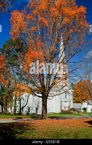 Gemeindekirche, Peacham, Caledonia County, Vermont, USA, Oktober Stockfoto