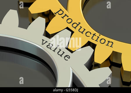 Produktion-Value-Konzept auf die Zahnräder, 3D rendering Stockfoto
