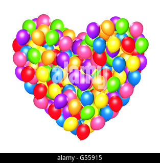 Herzförmige bunte Luftballons - 3d illustration Stockfoto