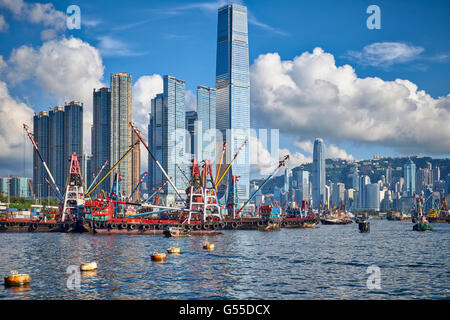 Die neue Yau Ma Yei Typhoon Shelter auf der Kowloon Seite von Hongkong. Stockfoto