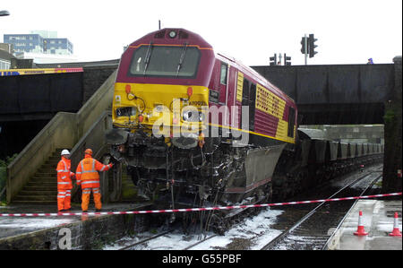 Schiene-Crash-Bristol Stockfoto