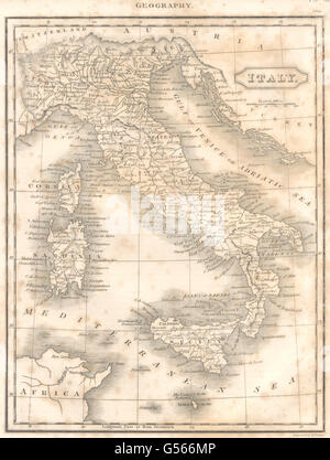 Italien: Staaten der Kirche. Sizilien. Neapel. Piemont. Venedig. Toskana, 1830-Karte Stockfoto