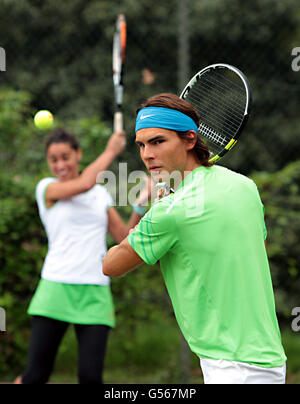 Eine Wachsfigur des Tennisspielers Rafael Nadal im Regents Park, London, bevor er seinen Platz im Madame Tussauds, London, belegte. Stockfoto