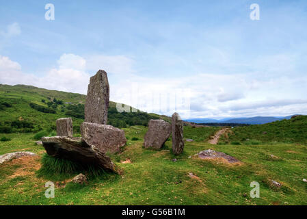 Uragh Stone Circle, Loch Inchiquin, Beara Halbinsel; County Kerry; Irland; Stockfoto