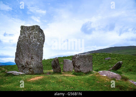 Uragh Stone Circle, Loch Inchiquin, Beara Halbinsel; County Kerry; Irland; Stockfoto