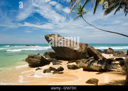 Sri Lanka, Galle Provinz, Unawatuna, Thalpe, Wijaya, felsigen Landzunge zwischen Stränden Stockfoto