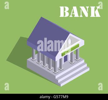 Bank Finanzen Geld flach 3d Web isometrische Infografik banking geldpolitischen Konzept Vektor. Darlehen, Kredit und Finanzdienstleistung. Stock Vektor