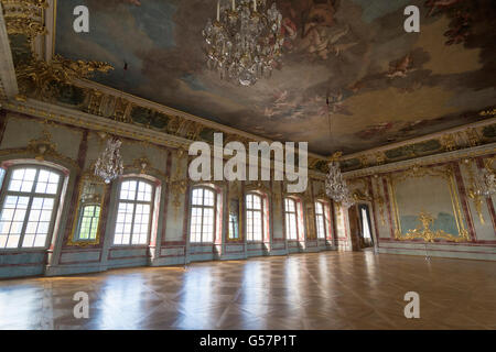 PILSRUNDALE, Lettland - 9. Juni 2016: Innenausstattung von Schloss Rundale, die Gold-Halle. Es ist eines der zwei großen barocke Paläste gebaut Stockfoto