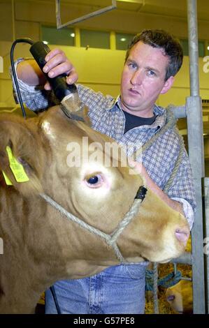 William Owen von Bracich Y Saint Cricceth, Gwynedd, während der Royal Smithfield Show, die von Landwirtschaftsminister Nick Brown am Earls Court in London offiziell eröffnet wurde. Stockfoto