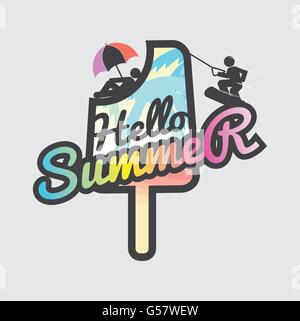 Hallo Sommer Eis am Stiel-Vektor-Illustration Stock Vektor