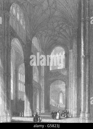 KENT: Canterbury Cathedral Blick in das Kirchenschiff. (Unreinheiten), antique print 1836 Stockfoto