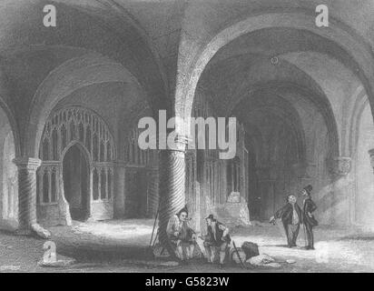 KENT: Die Kathedrale von Canterbury die Unterkirche. (Unreinheiten), antique print 1836 Stockfoto
