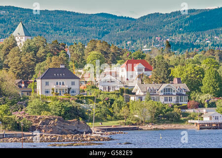 Kleiner Hafen Oslofjord Oslo Norwegen Stockfoto