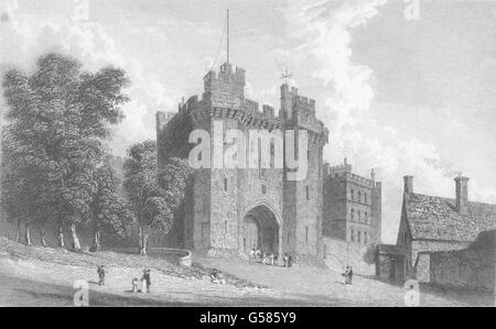 LANCASHIRE: Lancaster Castle (Westall), antique print 1834 Stockfoto