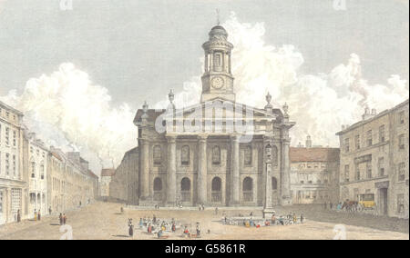 LANCASHIRE: Lancaster House Sessions und Markt: Hand gefärbt (Westall), 1830 Stockfoto