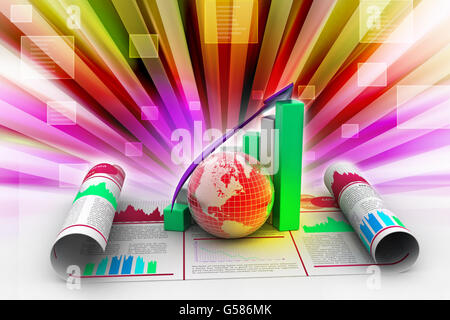 Business-Wachstum-Grafik und Globus Stockfoto