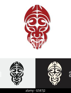 Totem tribal Mann Gesicht Maske Design Vektorgrafik Stock Vektor