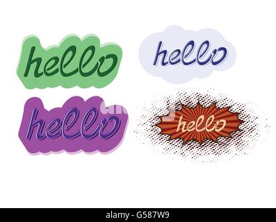 stilisierte Farbtabelle Wort Hallo Hand Schriftzug Vektor-design Stock Vektor
