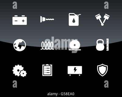 Werkzeuge-Symbole auf schwarzem Hintergrund. Stock Vektor