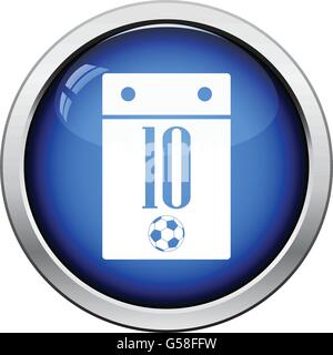 Ikone des Fußball-Kalender. Glänzende Knopf-Design. Vektor-Illustration. Stock Vektor