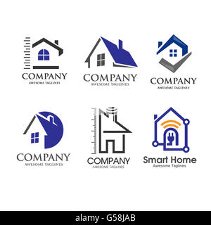 Home Design, kreatives Design Projekten. Immobilien logo Stockfoto