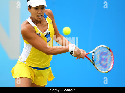 Die britische Anne Keothavong in Aktion am dritten Tag der AEGON Championships im Edgbaston Priory Club, Birmingham. Stockfoto