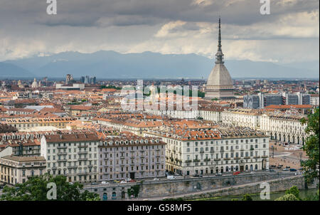 Blick über Turin Innenstadt mit Wahrzeichen der Mole Antonelliana-Turin, Italien, Europa Stockfoto