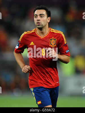 Fußball - UEFA Euro 2012 - Viertelfinale - Spanien gegen Frankreich - Donbass Arena. Der spanische Xavi Hernandez Stockfoto